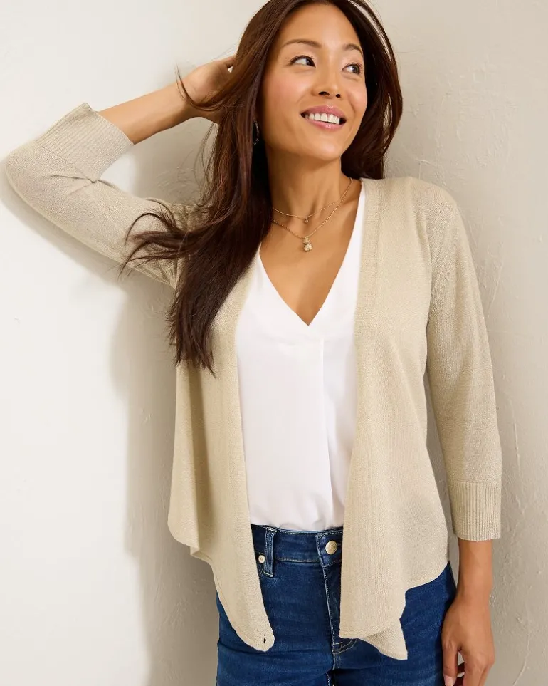 Addison Shimmer Linen-Blend Cardigan