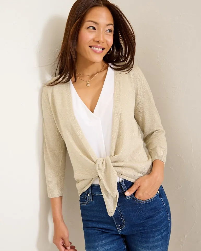 Addison Shimmer Linen-Blend Cardigan