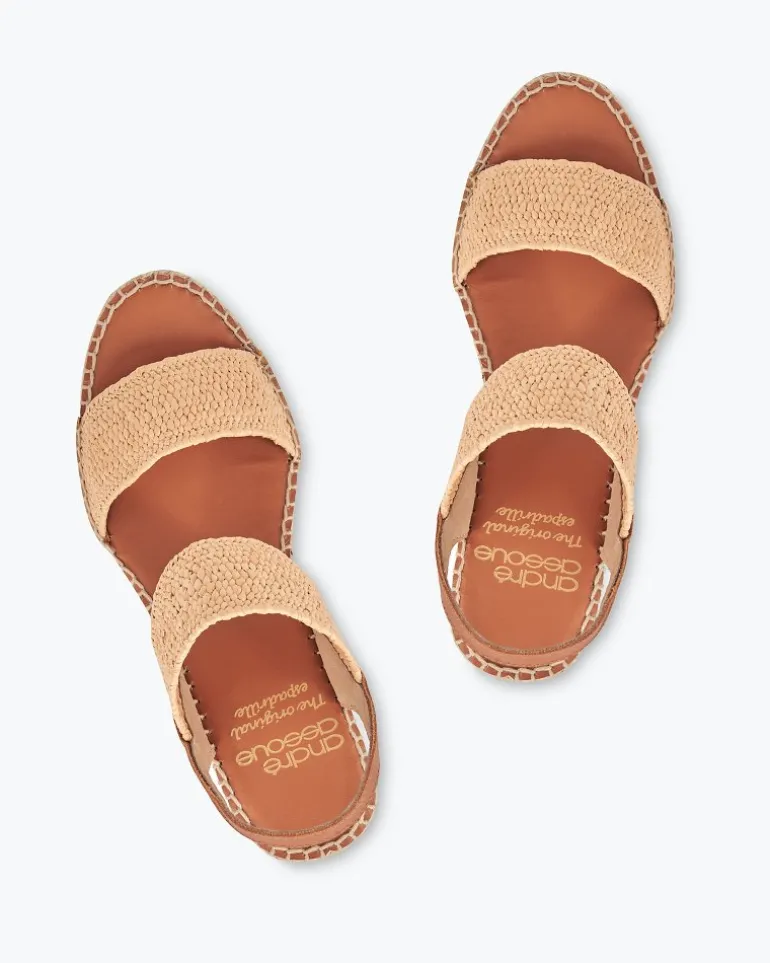 André Assous Aviana Natural Stretch-Raffia Wedges