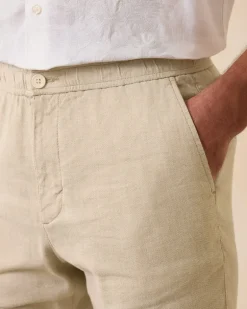 Beach Coast Linen-Blend Elastic-Waist Pants