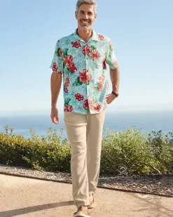 Beach Coast Linen-Blend Elastic-Waist Pants