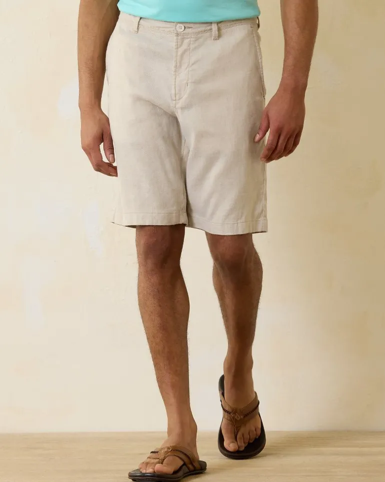 Beach Coast Linen-Blend Flat-Front 10-Inch Shorts