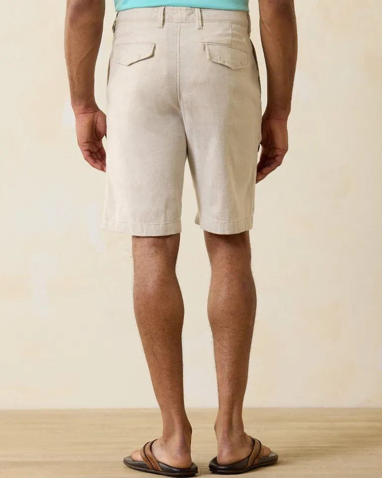 Beach Coast Linen-Blend Flat-Front 10-Inch Shorts