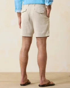 Beach Coast Linen-Blend Flat-Front 8-Inch Shorts