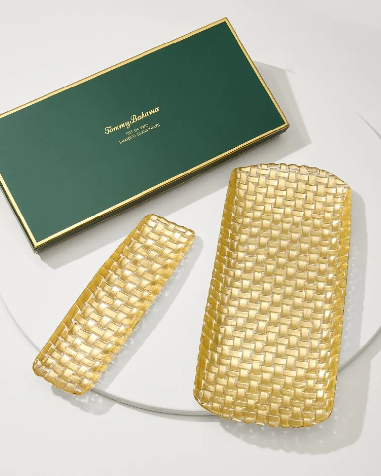 Braided Glass Serving Trays — Set of 2