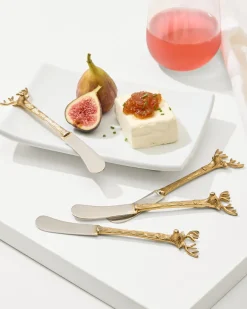 Brass and Stainless Steel Stag Butter Knives - Set of 4