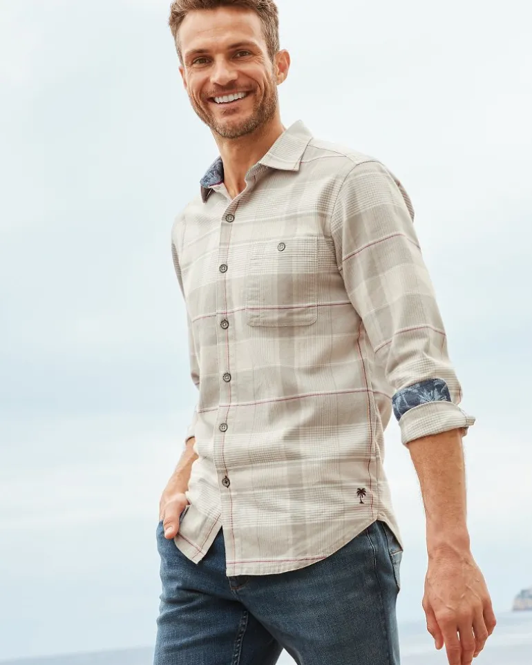 Canyon Beach Pebble Cay Plaid Stretch Flannel Shirt