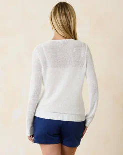 Cedar Linen Long-Sleeve V-Neck Sweater