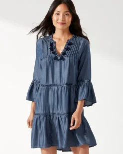 Chambray Embroidered Coverup Dress