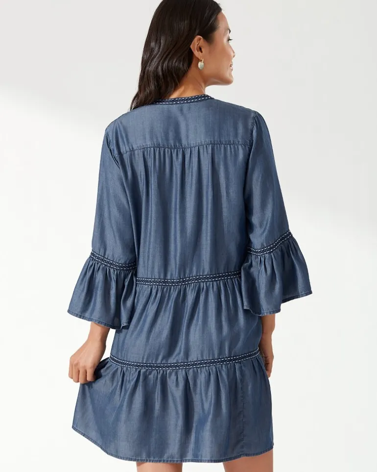 Chambray Embroidered Coverup Dress