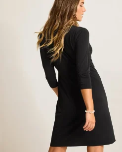 Clara 3/4-Sleeve Faux-Wrap Dress