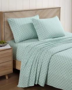 Coastal Batik Green 4-Piece Queen Sheet Set