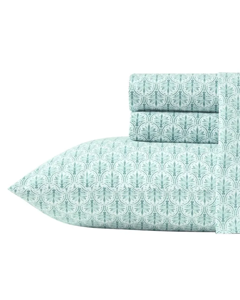 Coastal Batik Green 4-Piece Queen Sheet Set
