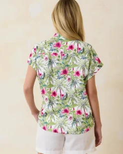 Coastalina Coastal Palms Linen Camp Shirt