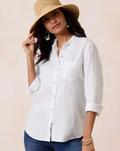 Coastalina Relaxed Long-Sleeve Linen Top