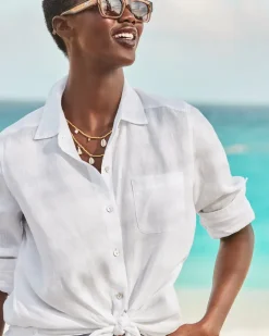 Coastalina Relaxed Long-Sleeve Linen Top
