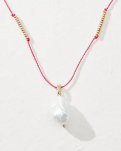 Coral Isles Thread Pearl Pendant Necklace