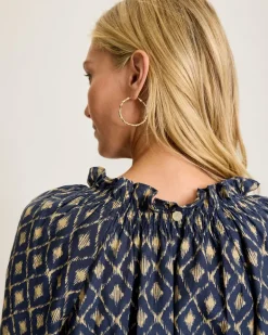 Diamond Cay Smocked Peasant Top