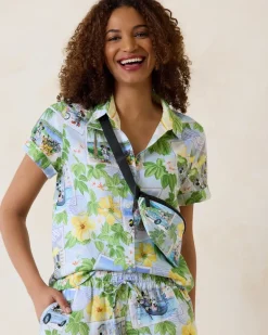 Disney Coastalina Postcard to Paradise Linen Camp Shirt