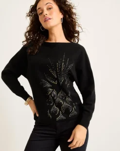 Embellished Pineapple Cashmere-Blend Sweater