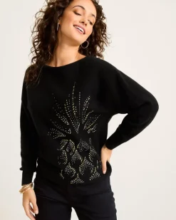 Embellished Pineapple Cashmere-Blend Sweater