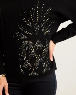 Embellished Pineapple Cashmere-Blend Sweater