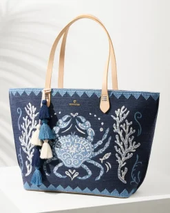 Embroidered Fiesta Crab Tote