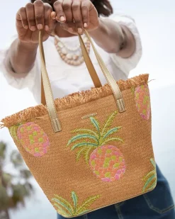 Flamingo Pineapple Straw Tote