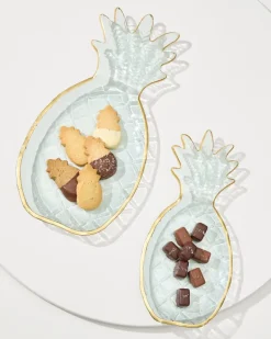 Glass Pineapple Trays — Set of 2
