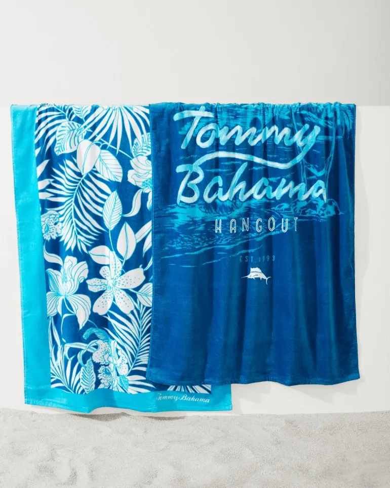 High Tide Hangout & Island Cays Blooms Beach Towels — Set of 2