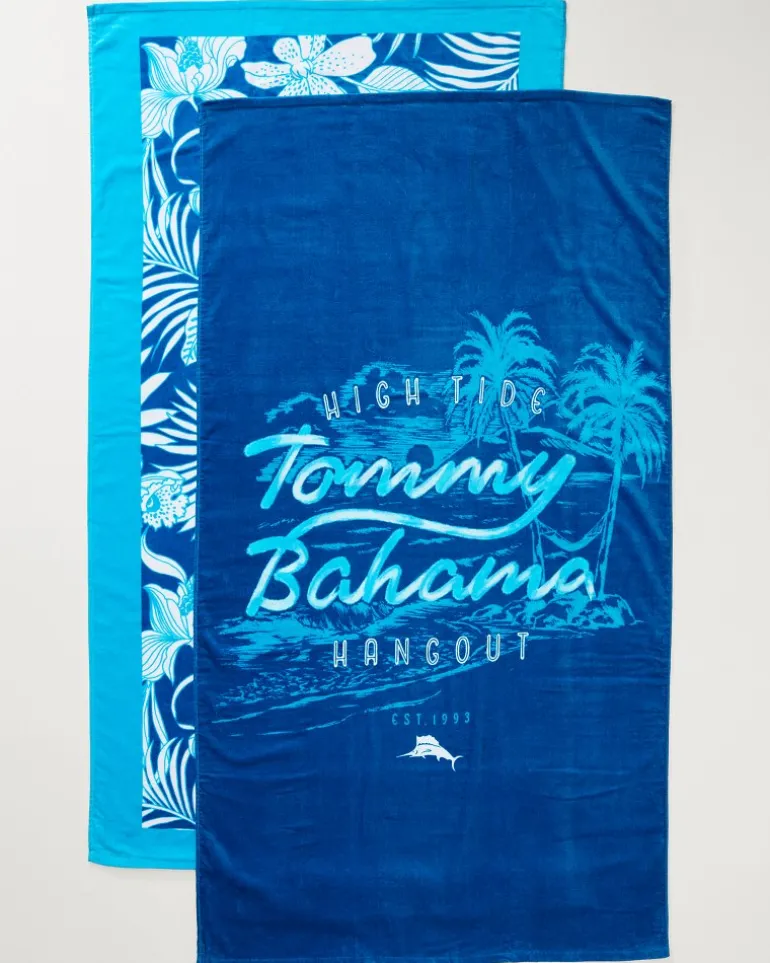 High Tide Hangout & Island Cays Blooms Beach Towels — Set of 2