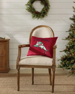 Holiday Marlin Velvet Embroidered Decorative Pillow