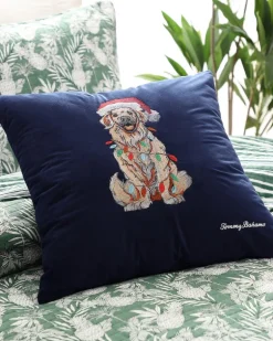 Holiday Retriever Velvet Decorative Pillow
