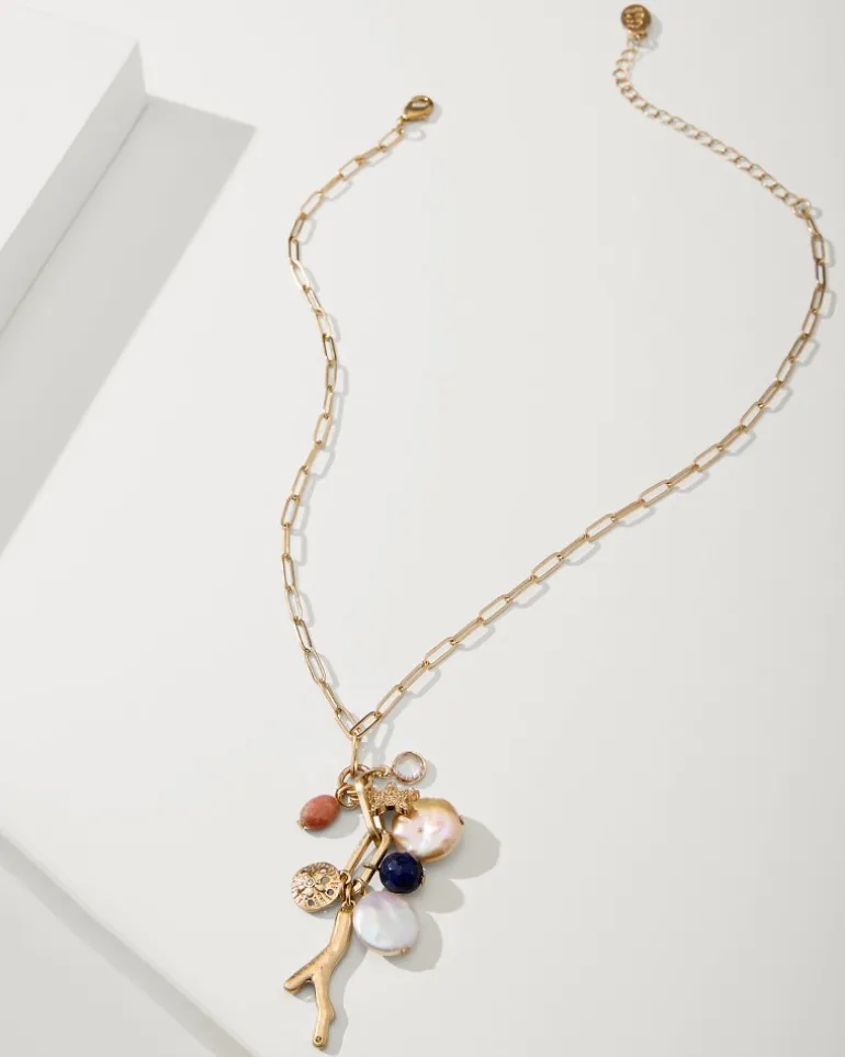 Indigo Bay Semiprecious Stone & Pearl Charm Necklace