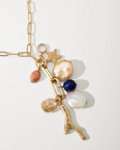 Indigo Bay Semiprecious Stone & Pearl Charm Necklace