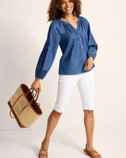 Indigo Cove Embroidered Blouse