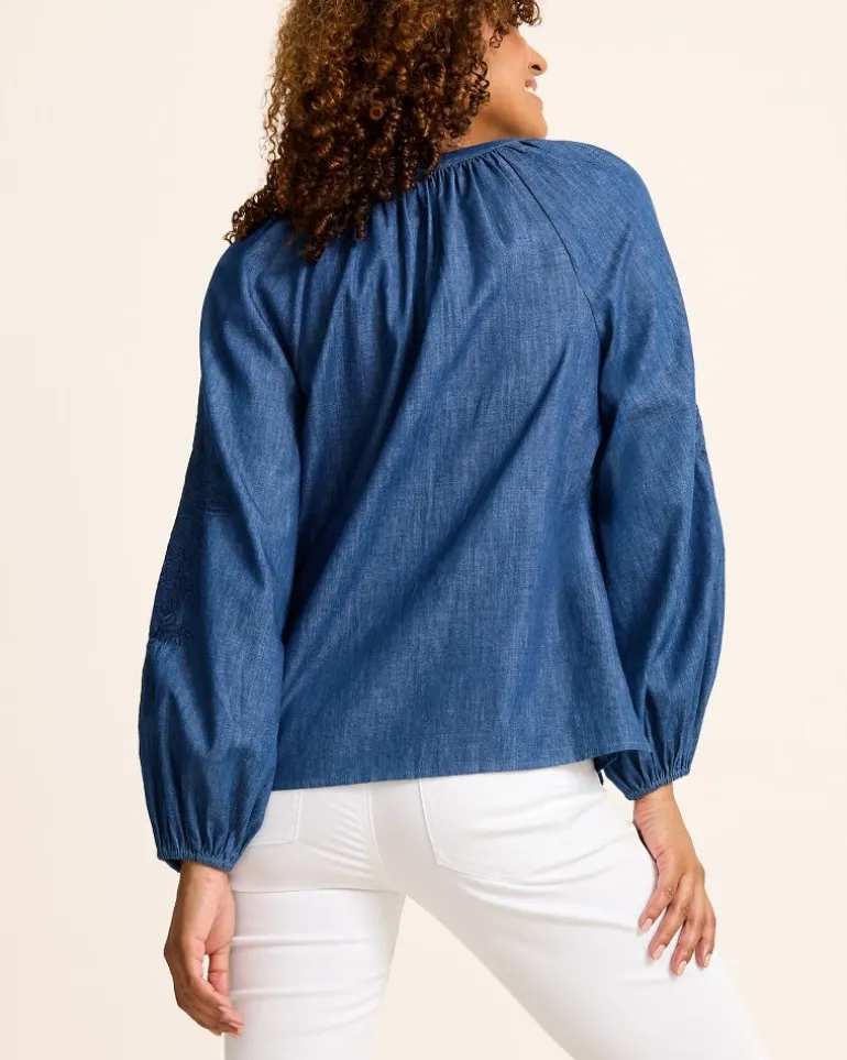 Indigo Cove Embroidered Blouse