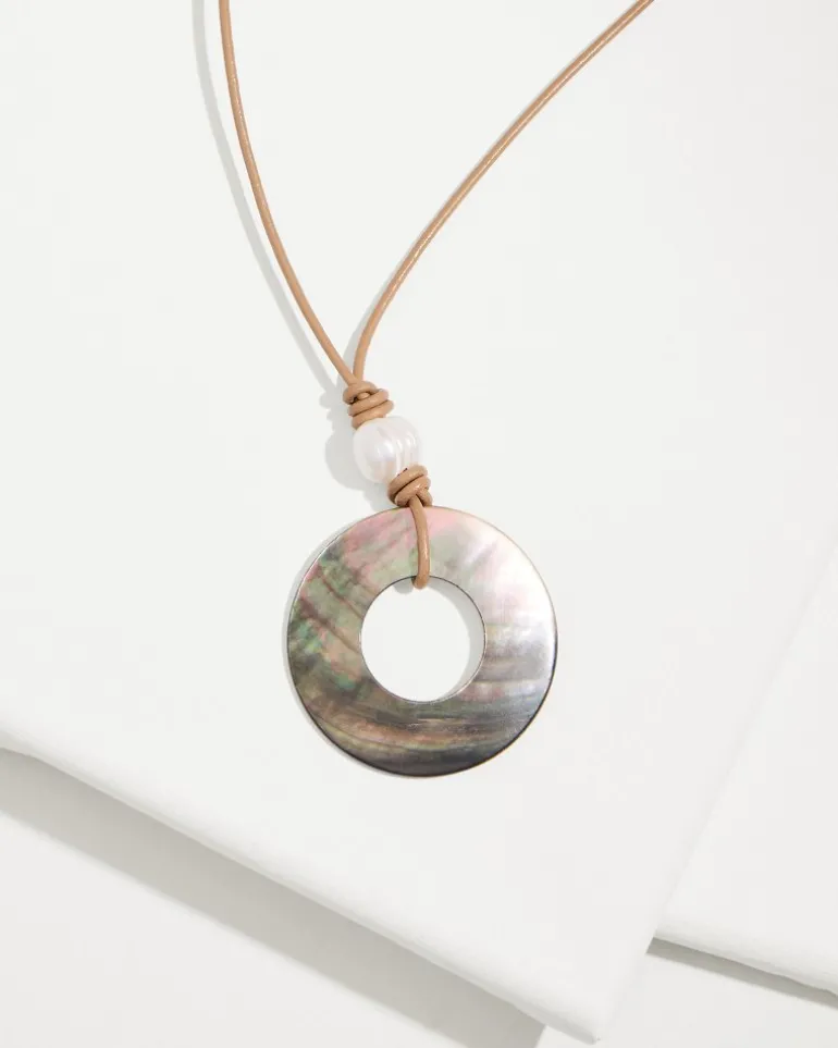 Indigo Shore Grey Shell Pendant Necklace