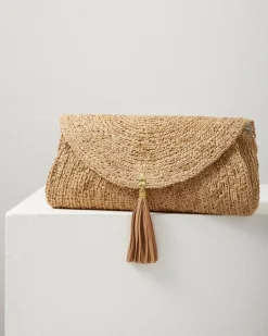 Islamora Lux Crocheted Raffia Clutch