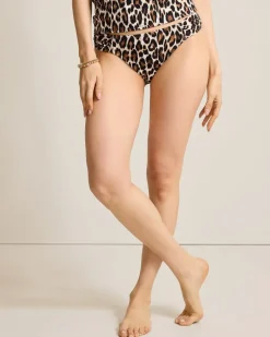 Island Cays Leopard Shirred Hipster Bikini Bottoms