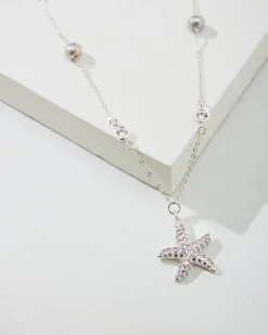 Island Essence Silver Starfish Pearl Necklace