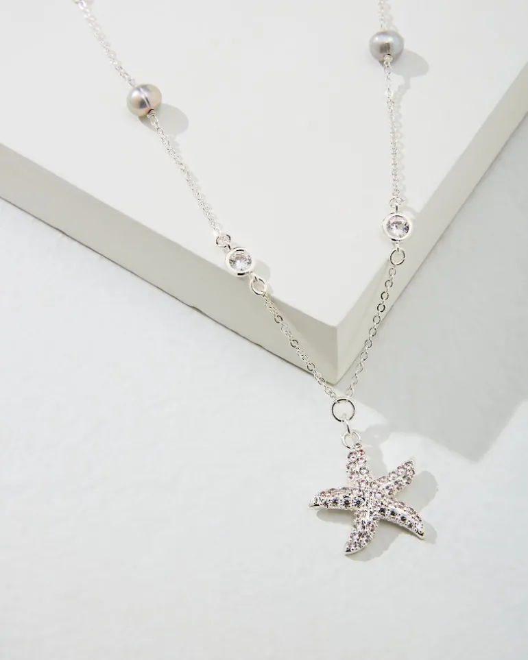 Island Essence Silver Starfish Pearl Necklace