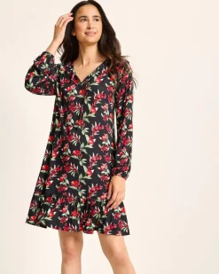Jersey Long-Sleeve Short Sleep Dress