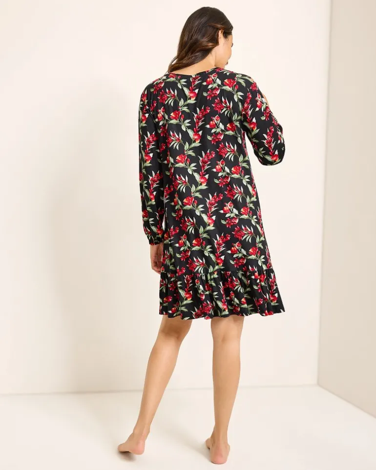 Jersey Long-Sleeve Short Sleep Dress