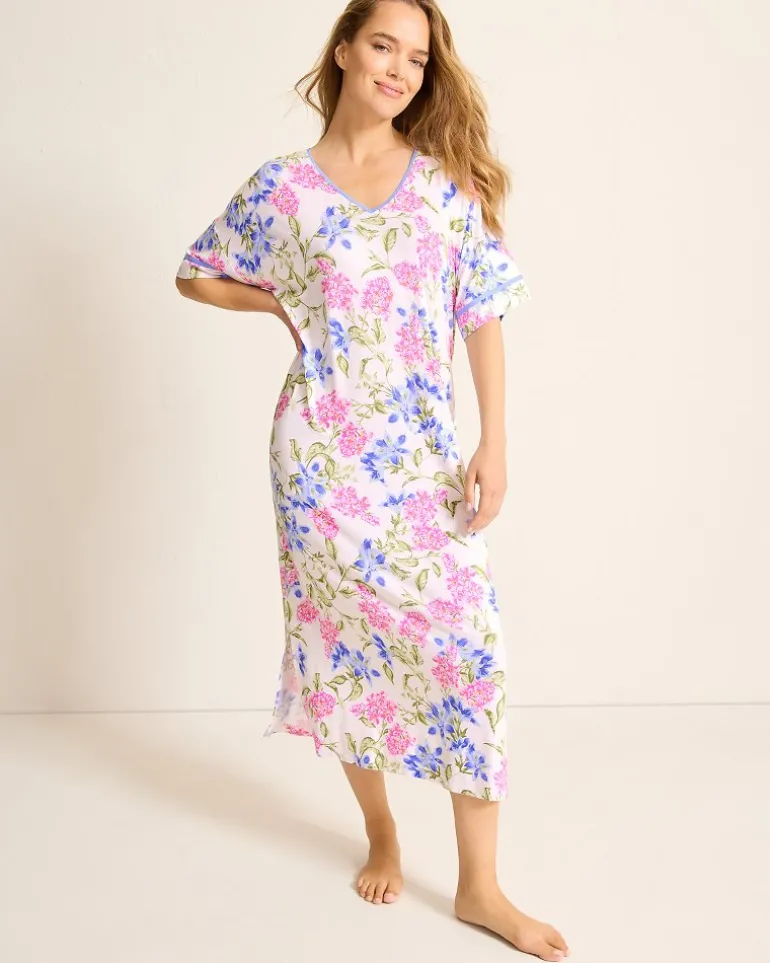 Jersey Short-Sleeve Maxi Sleep Caftan