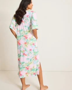 Jersey Short-Sleeve Maxi Sleep Caftan