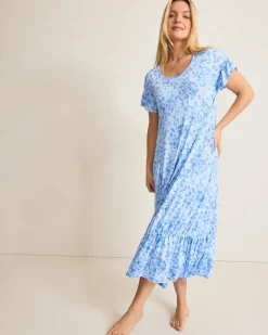Jersey Short-Sleeve Maxi Sleep Dress