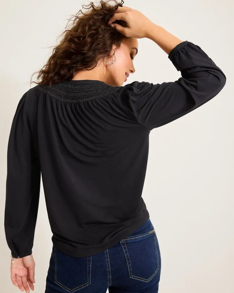 Kauai Long-Sleeve Smocked Top