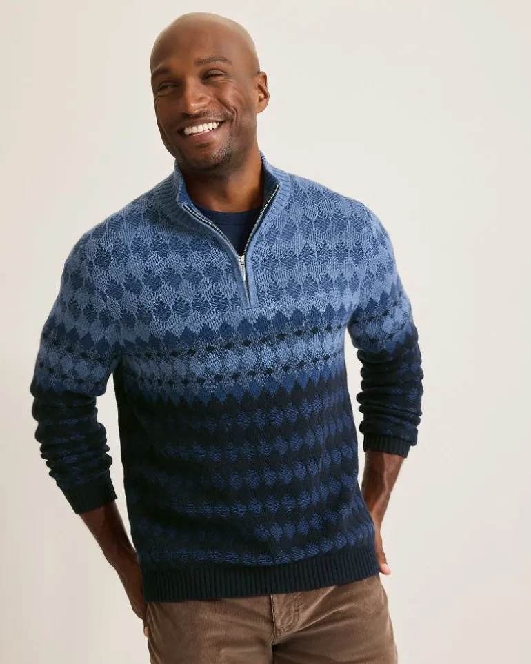 Ombré Argyle Half-Zip Sweater