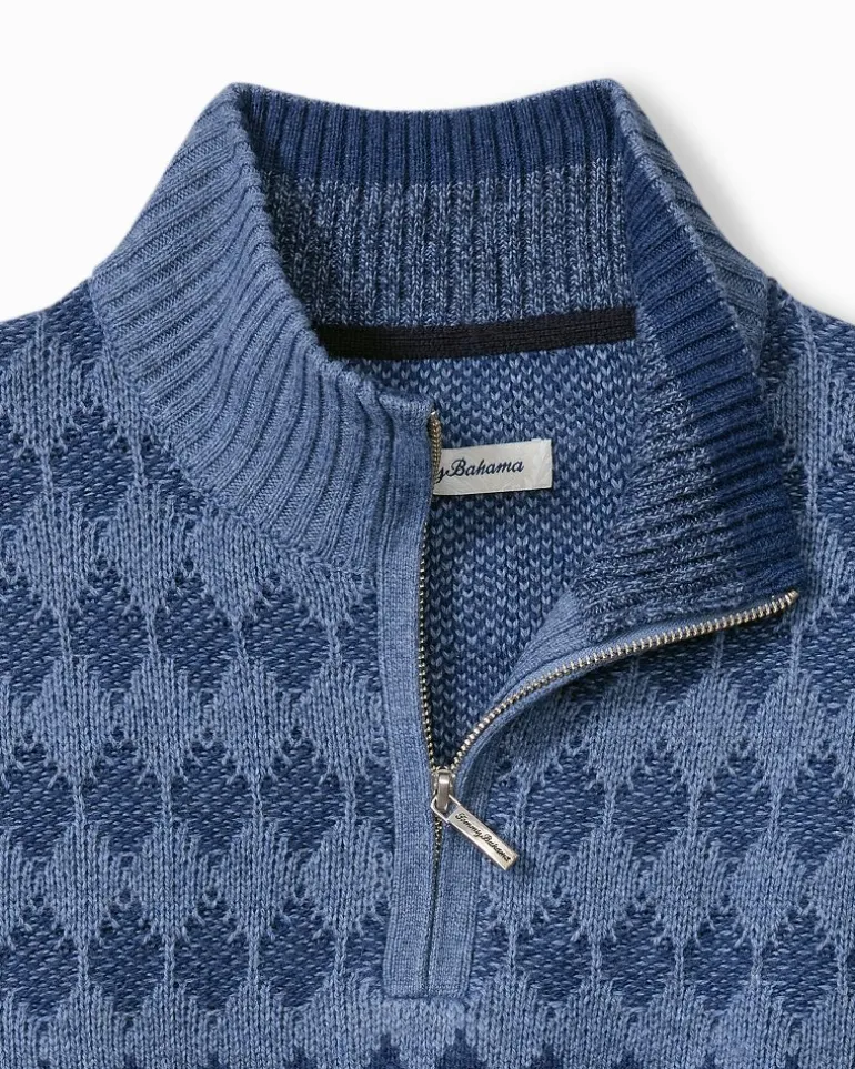 Ombré Argyle Half-Zip Sweater